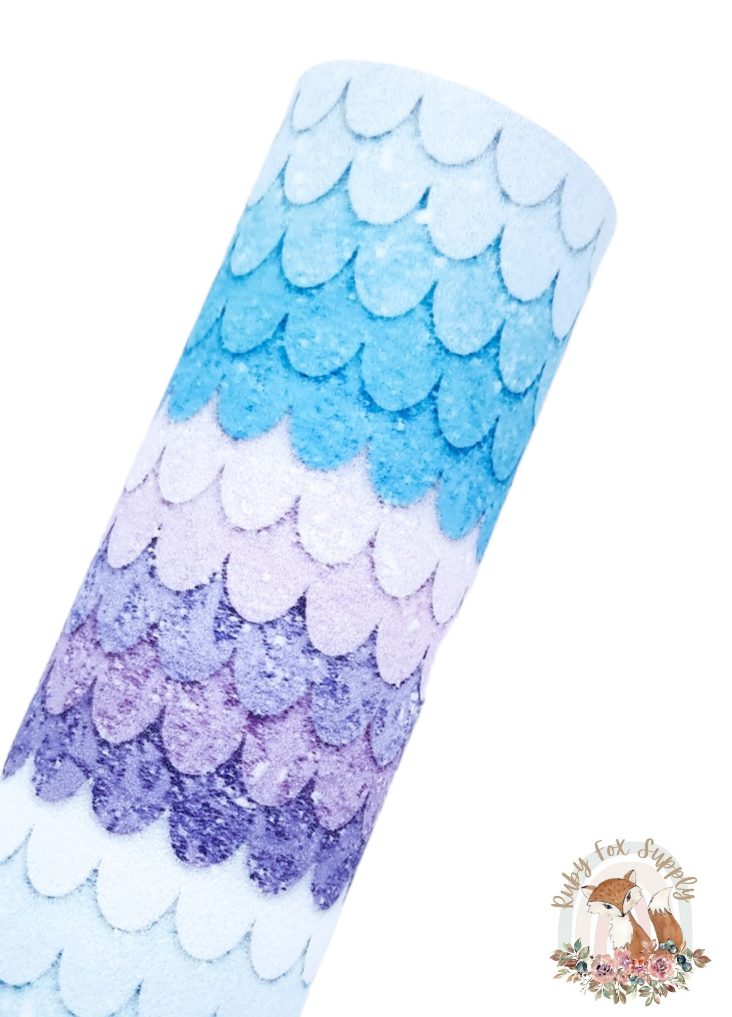 Blue and Purple Mermaid Scales 9x12 faux leather sheet