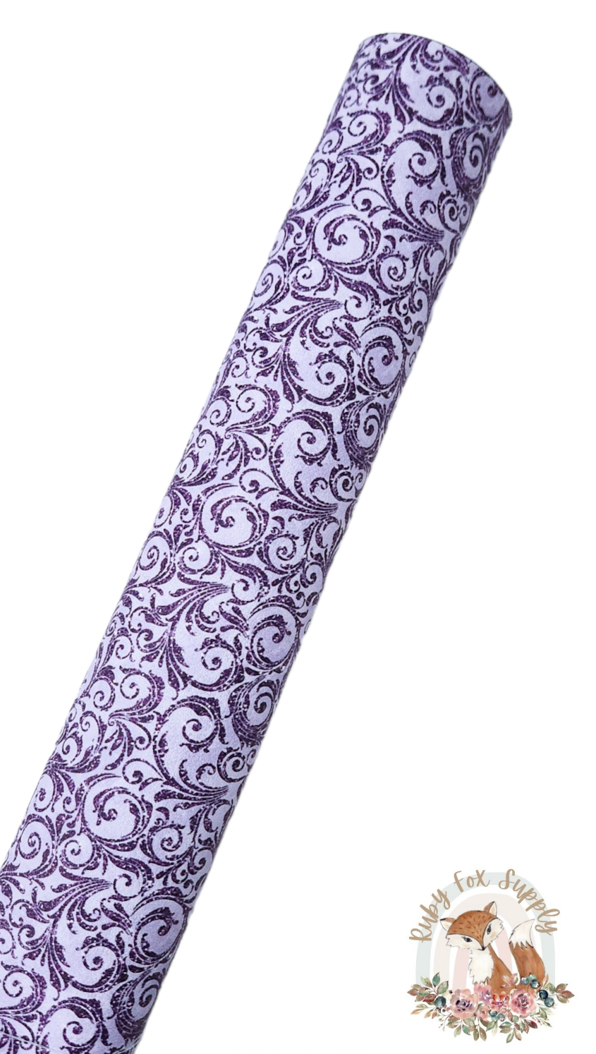 Fancy Purple Swirls 9x12 faux leather sheet