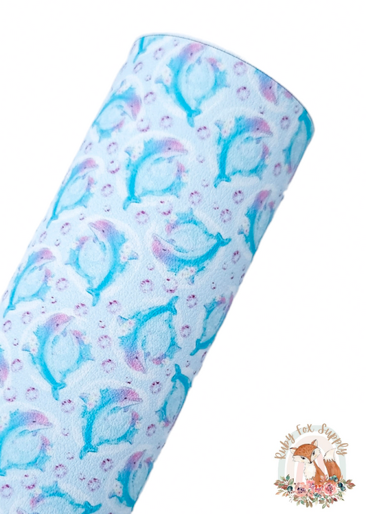 Pretty Dolphin 9x12 faux leather sheet