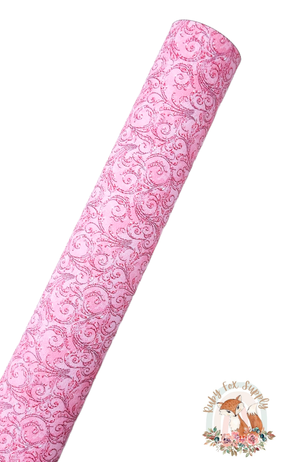 Fancy Pink Swirls 9x12 faux leather sheet