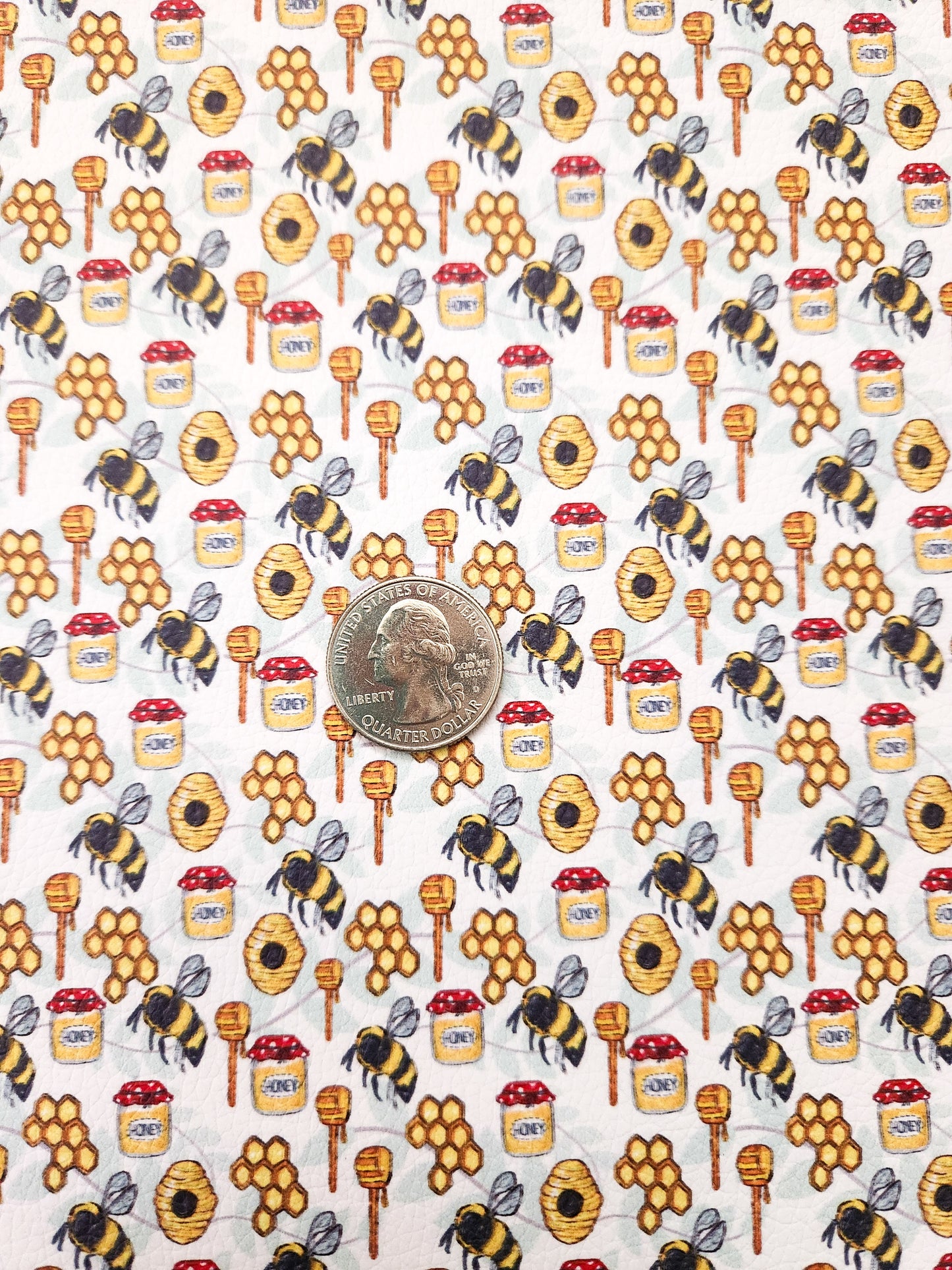 Honey and Bees 9x12 faux leather sheet