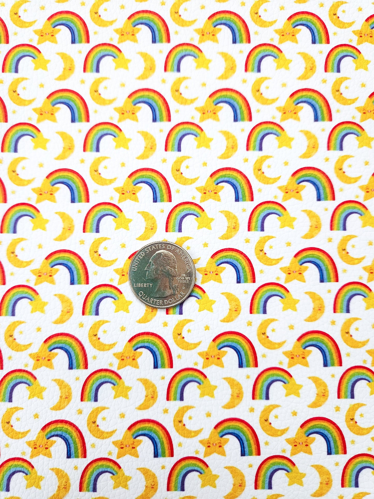 Moon, Stars and Rainbows 9x12 faux leather sheet