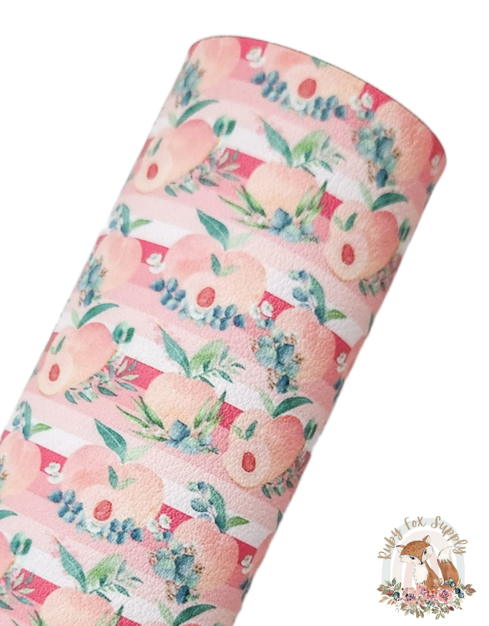 Floral Peaches 9x12 faux leather sheet