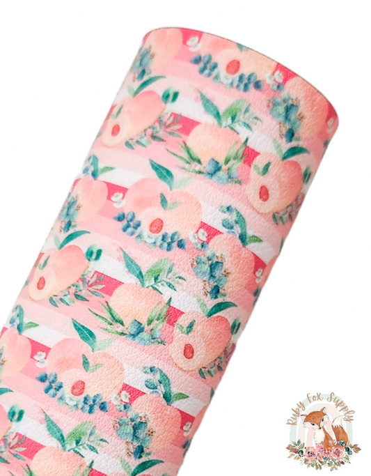 Floral Peaches 9x12 faux leather sheet