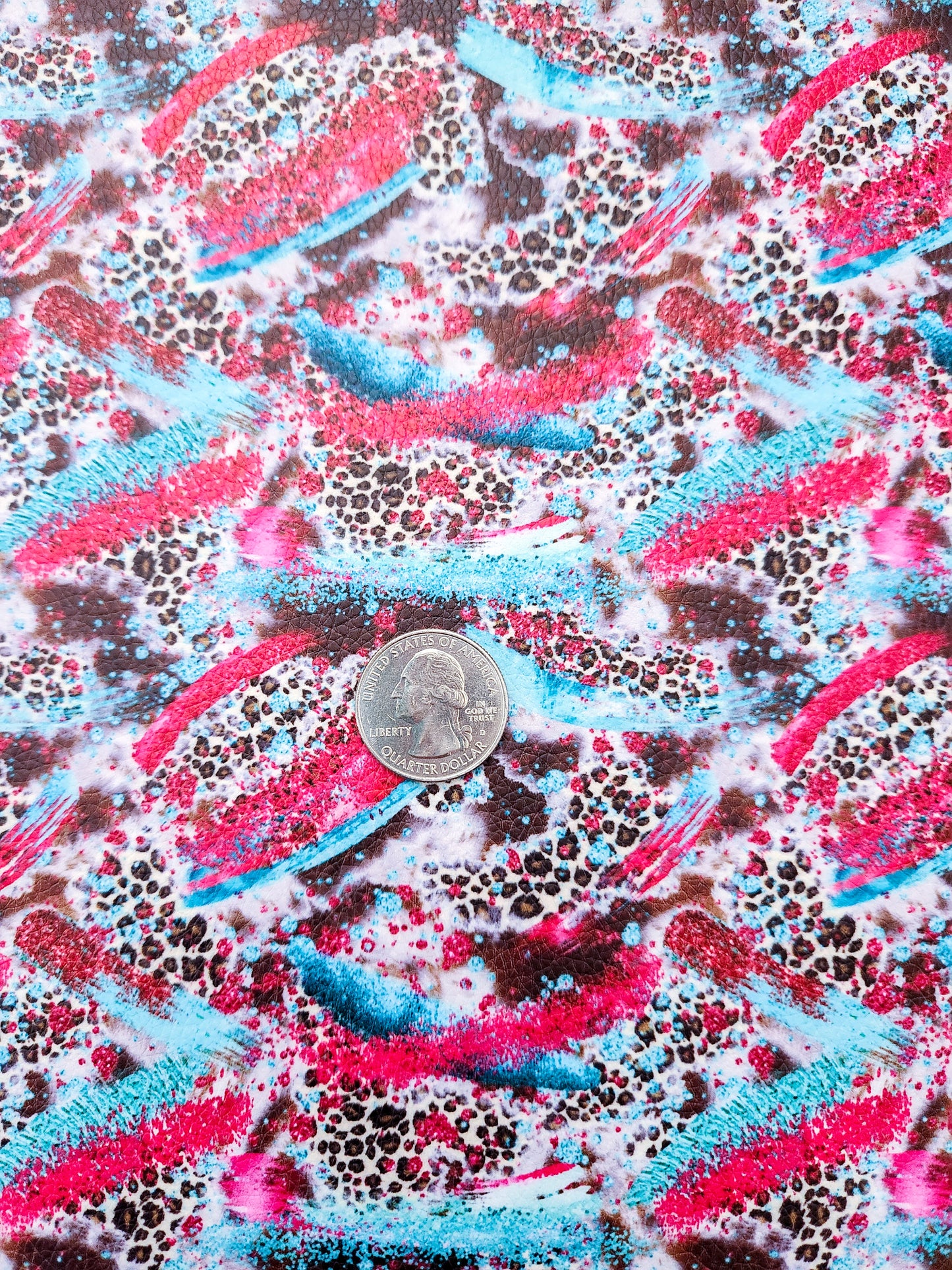 Aqua Pink Leopard Swatches 9x12 faux leather sheet