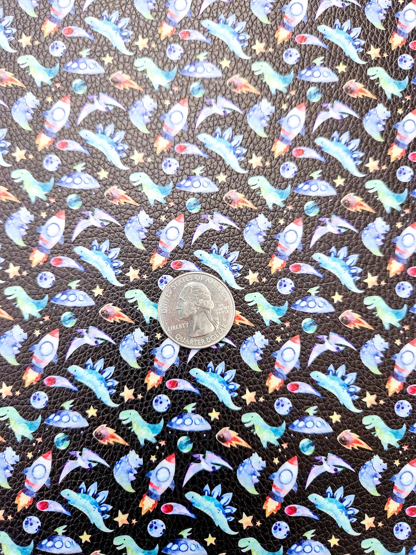 Space Dinos 9x12 faux leather sheet