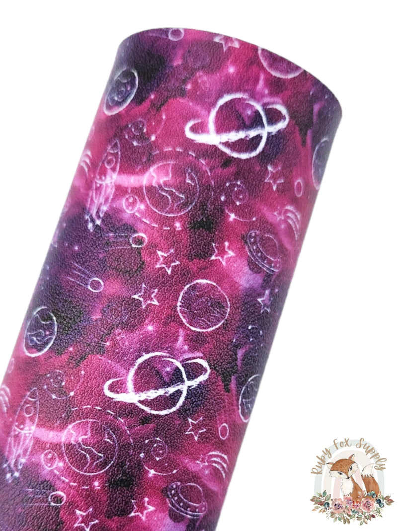 Sketchy Purple Space 9x12 faux leather sheet